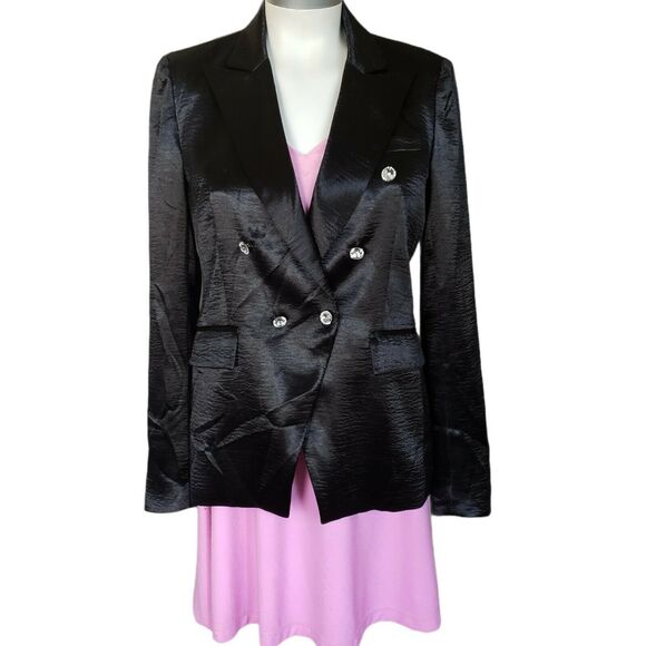 GENERATION LOVE Adele crystal button blazer black double breasted jacket XS NEW - Picture 1 of 10